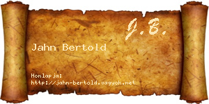 Jahn Bertold névjegykártya